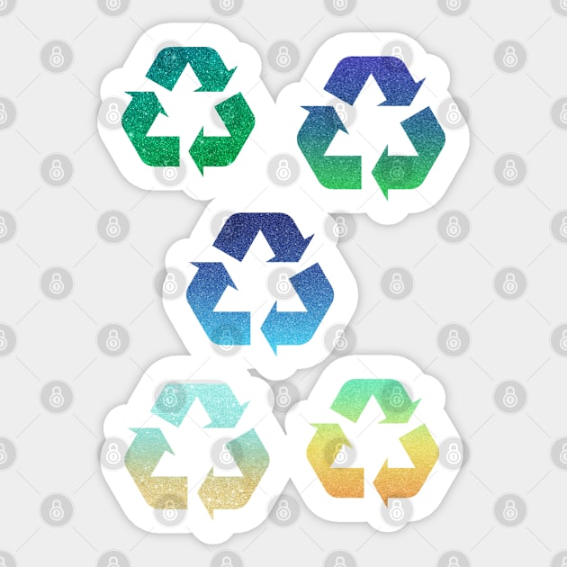 Ombre Faux Glitter Recycle Symbol Pack Sticker by Felicity-K